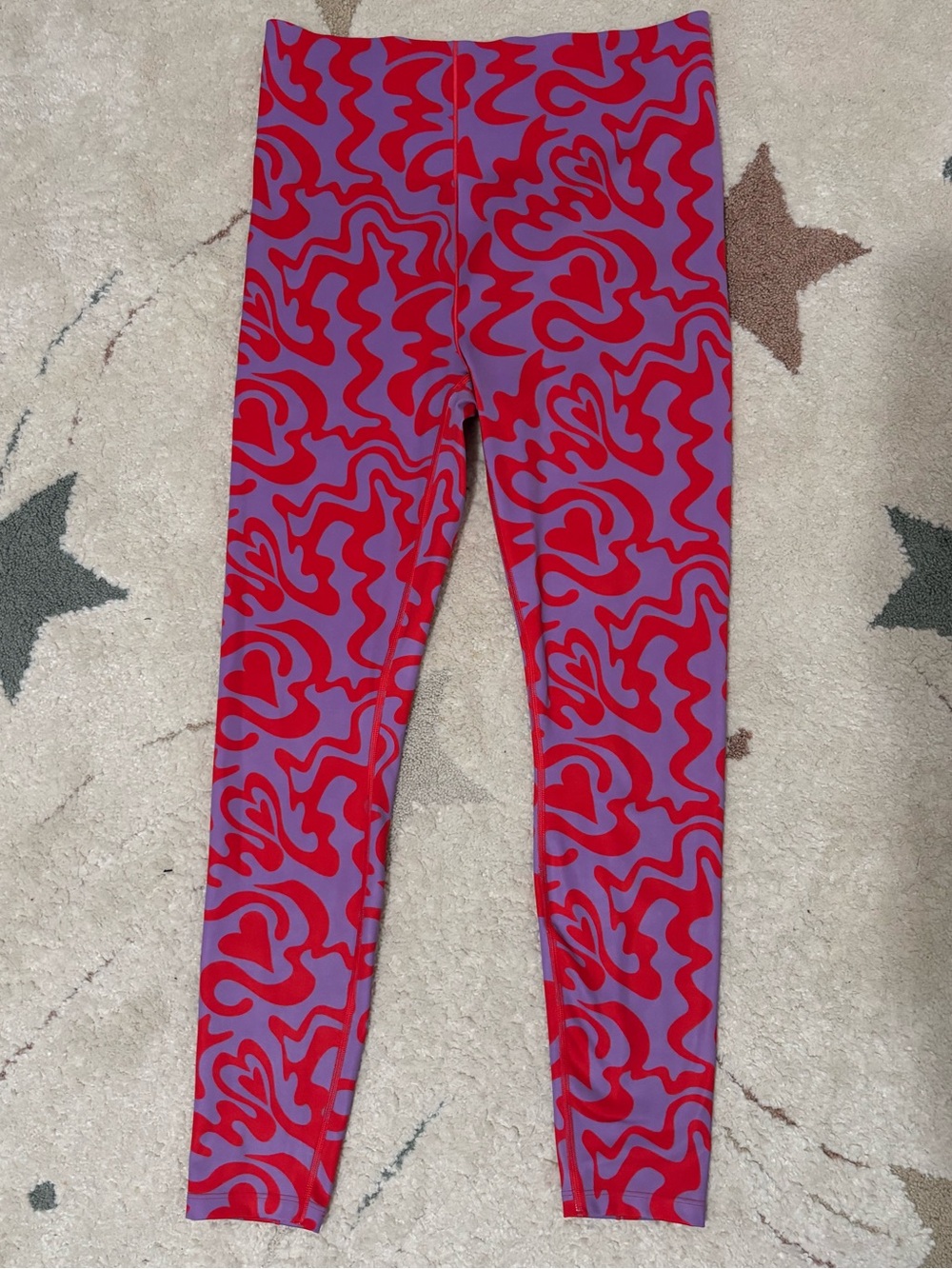 Savage X Fenty Hotline High Waist Leggings Purple Red Love Dizzy Swirl Heart L